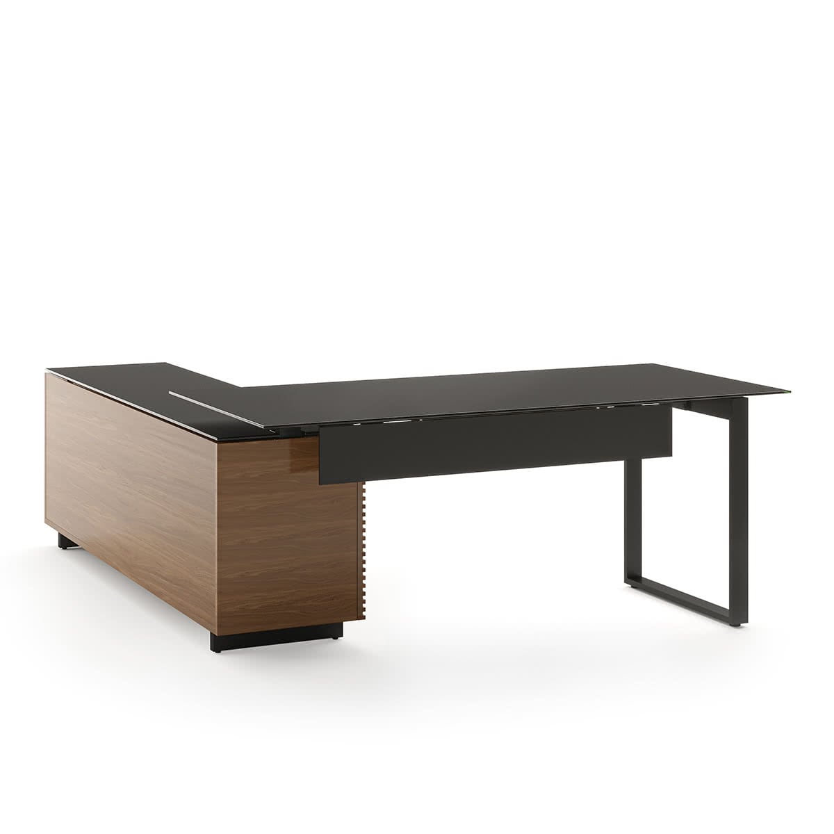 BDI Corridor 6531 Modern Shaped L-Shaped Executive Desk (Natural Walnut)