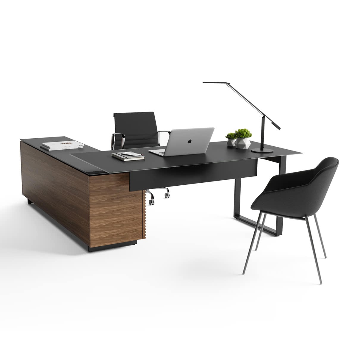 BDI Corridor 6531 Modern Shaped L-Shaped Executive Desk (Natural Walnut)