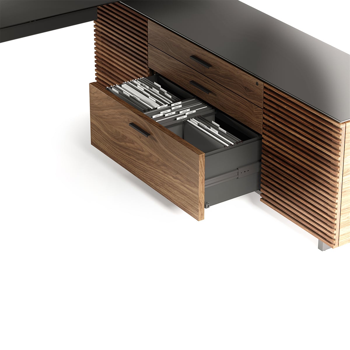 BDI Corridor 6531 Modern Shaped L-Shaped Executive Desk (Natural Walnut)