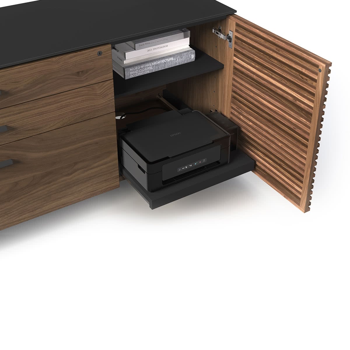 BDI Corridor 6531 Modern Shaped L-Shaped Executive Desk (Natural Walnut)