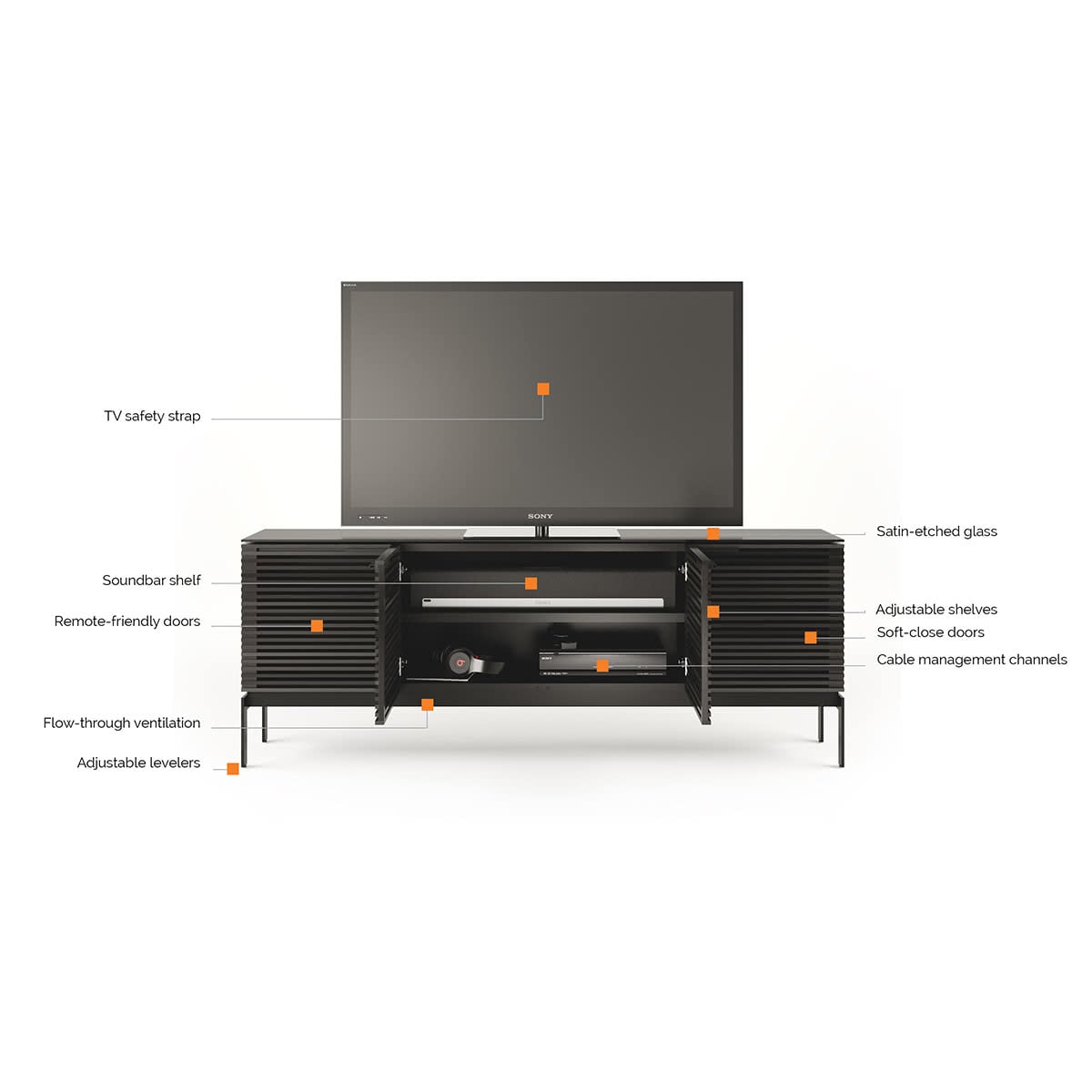 BDI Corridor SV 7129 Storage Console (Charcoal Stained Ash)