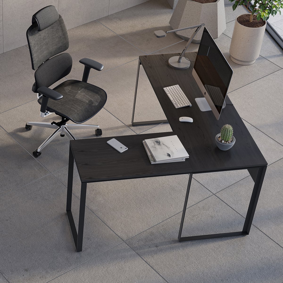BDI 6224 Return Desk (Charcoal Stained Ash)