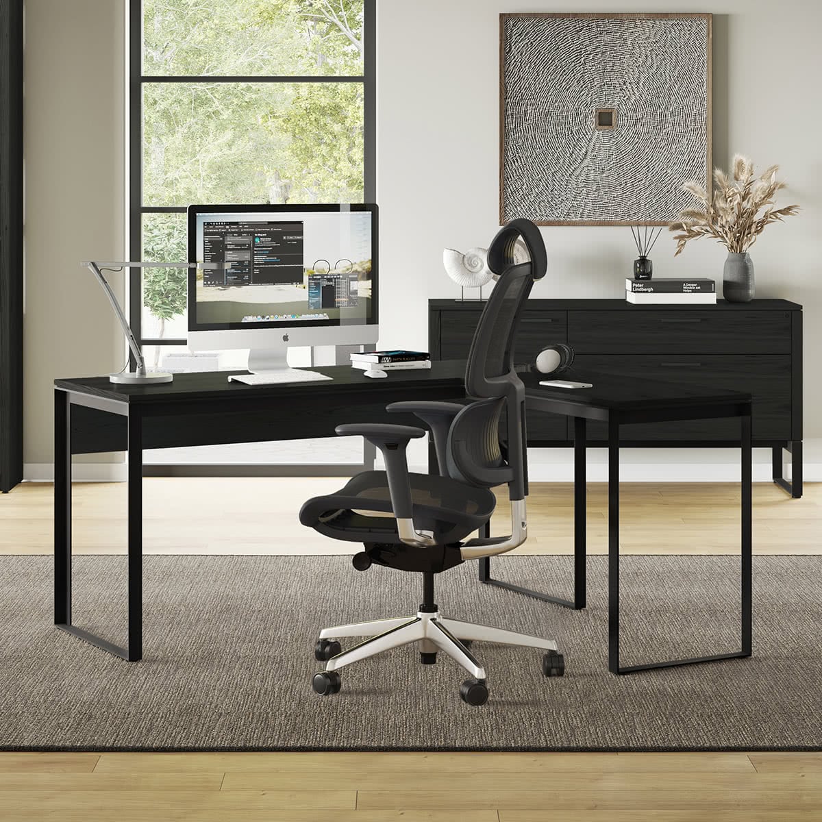 BDI 6224 Return Desk (Charcoal Stained Ash)