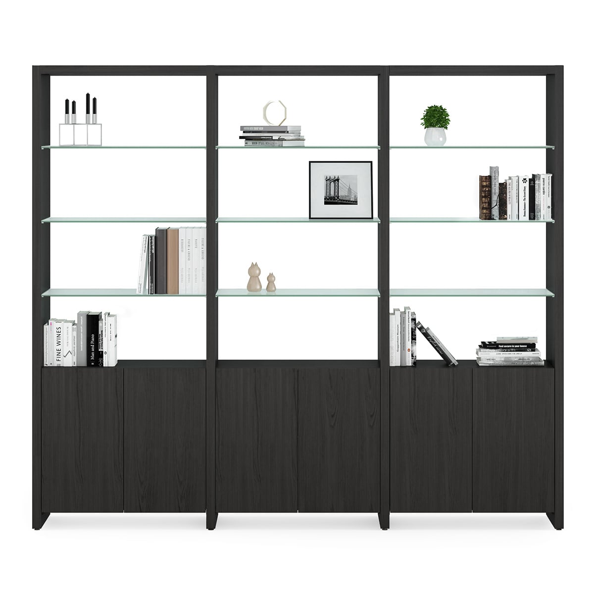 BDI Linea 580222 3 Shelf System 96" Wide (Charcoal Stained Ash)