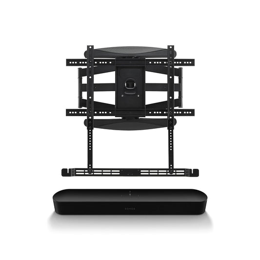 Sonos Beam Compact Smart Sound Bar with Flexson 32"-70" TV Cantilever Mount (Black)