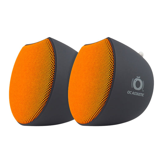 OC Acoustic Newport Plug-in Outlet Speaker with Bluetooth 5.1 and Built-in USB Type-A Charging Port - Pair (Orange/Black)