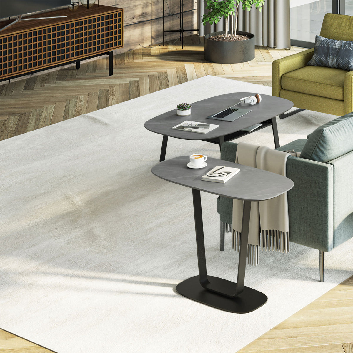 BDI Cloud 9 1186 Porcelain Top End Table (Alto Grey)