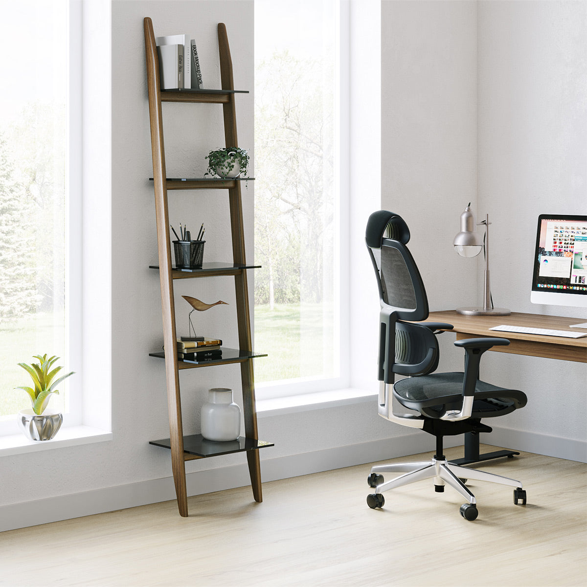 BDI Stiletto 5701 Single Leaning Shelf (Natural Walnut)