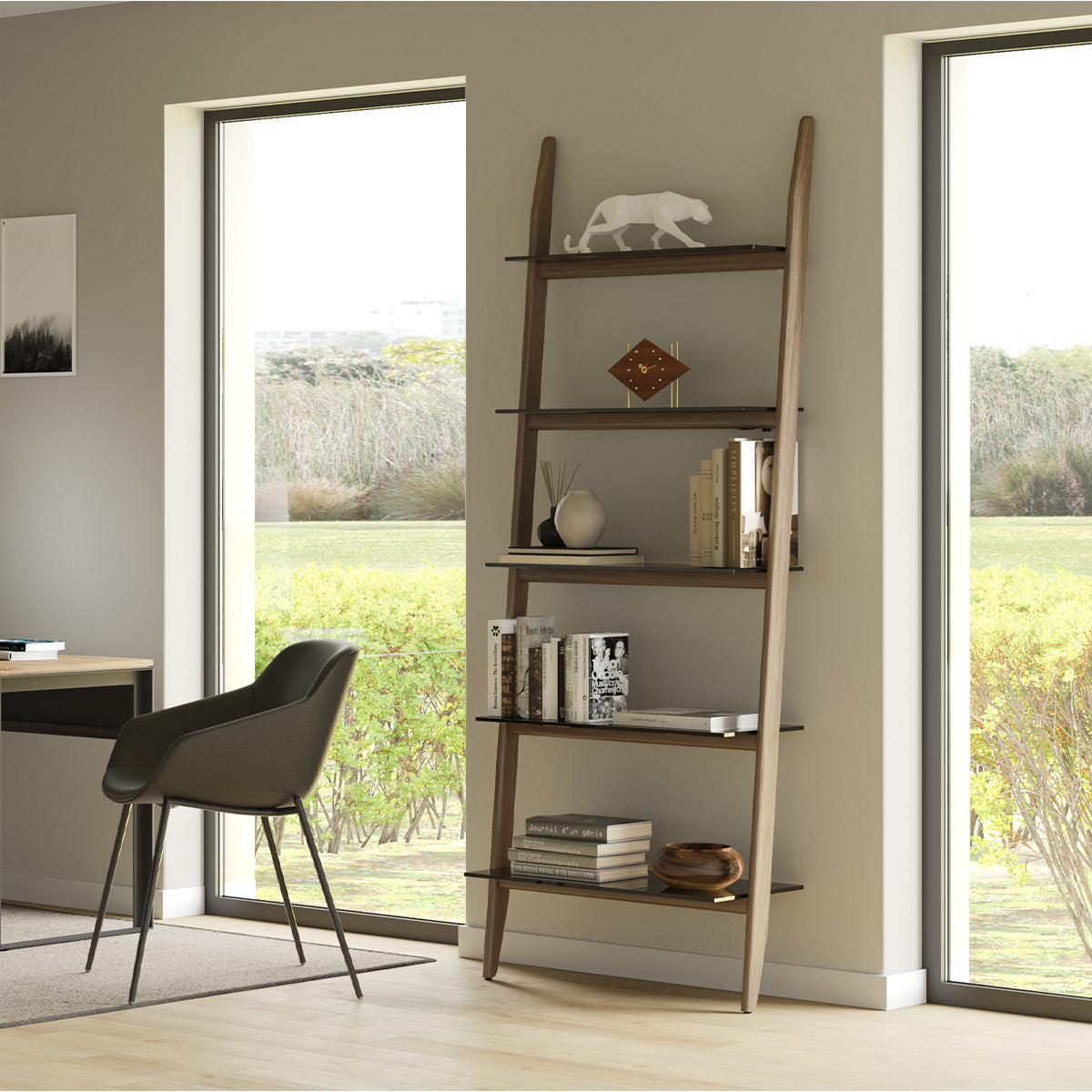 BDI Stiletto 5702 Double Leaning Shelf (Natual Walnut)