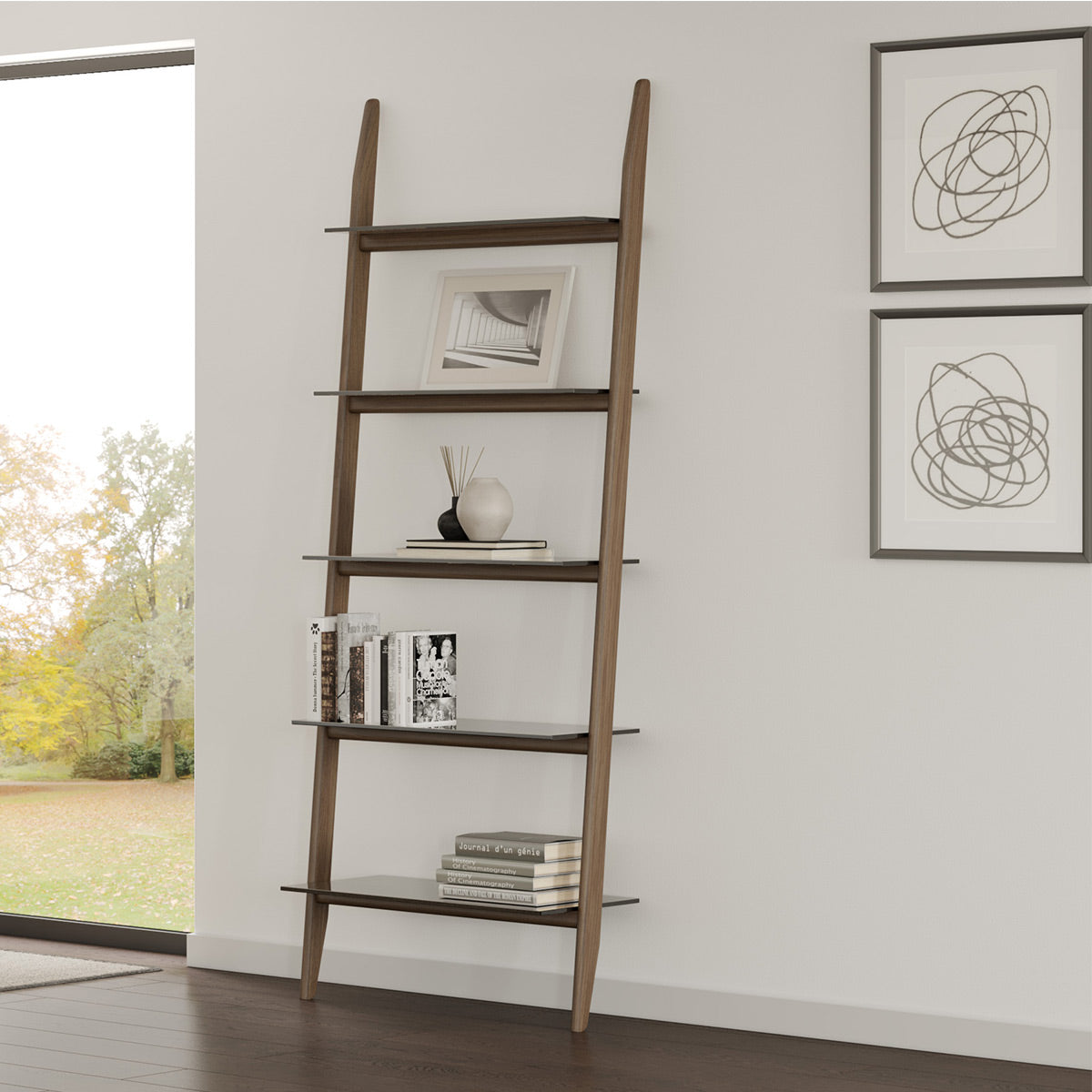 BDI Stiletto 5702 Double Leaning Shelf (Natual Walnut)