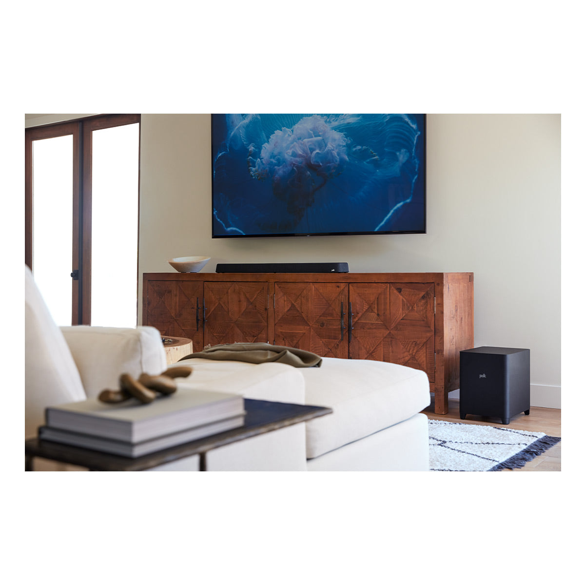 Polk Audio MagniFi Max AX 6.1 Channel Soundbar System with Dolby Atmos/DTS:X and 10&rdquo; Wireless Subwoofer