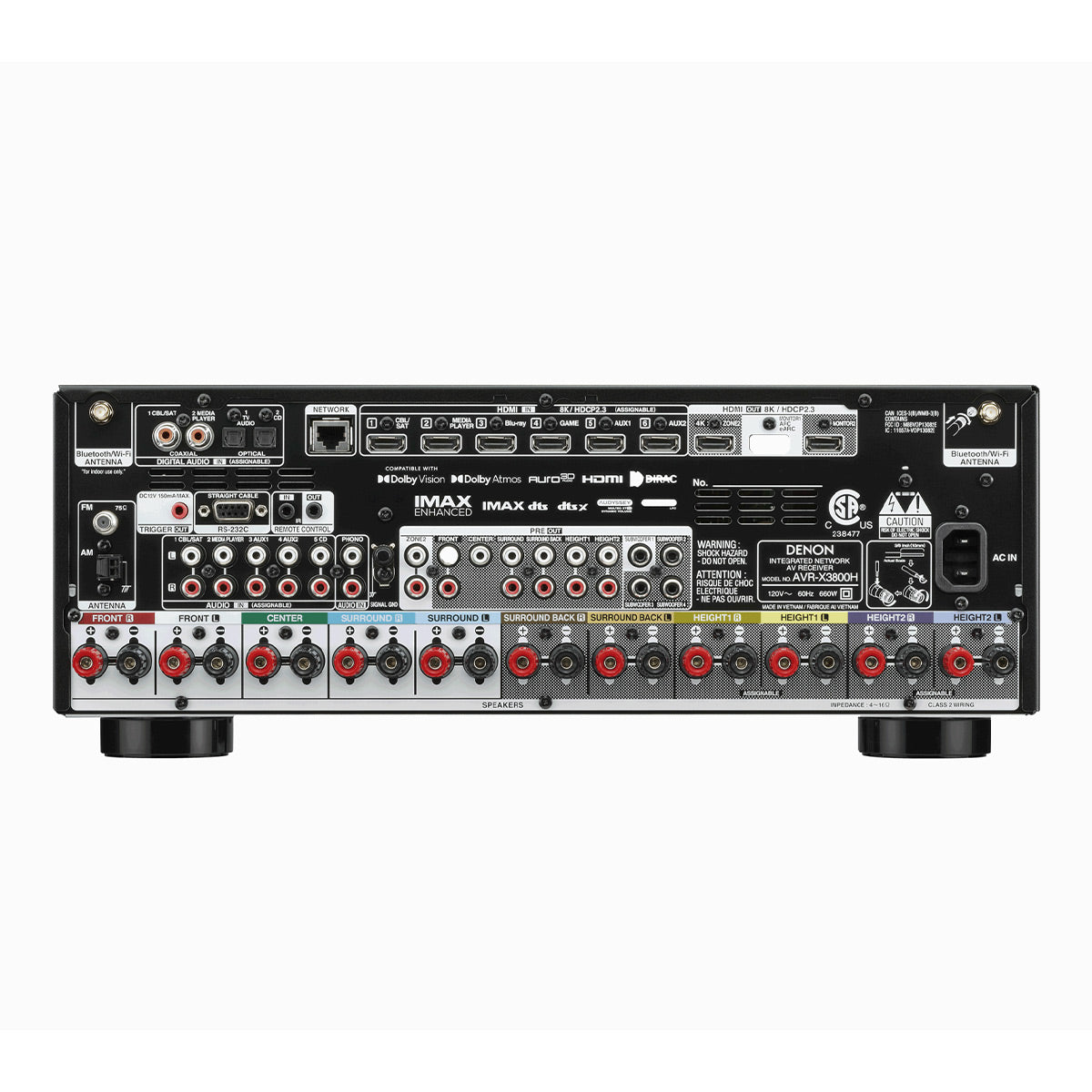 Denon AVR-X3800H 9.4 Channel 8K Home Theater Receiver IMAX Enhanced with Dolby Atmos/DTS:X and HEOS Built-In
