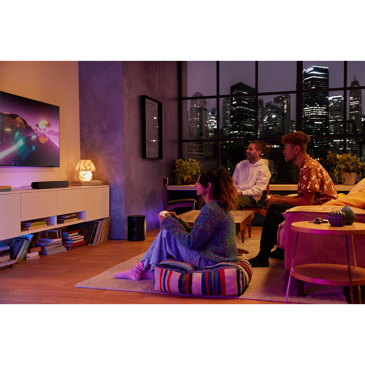 Sonos Immersive Set with Ray Compact Soundbar (Black), Sub Mini Wireless Subwoofer (Black), and Pair of One SL Wireless Streaming Speaker (Black)