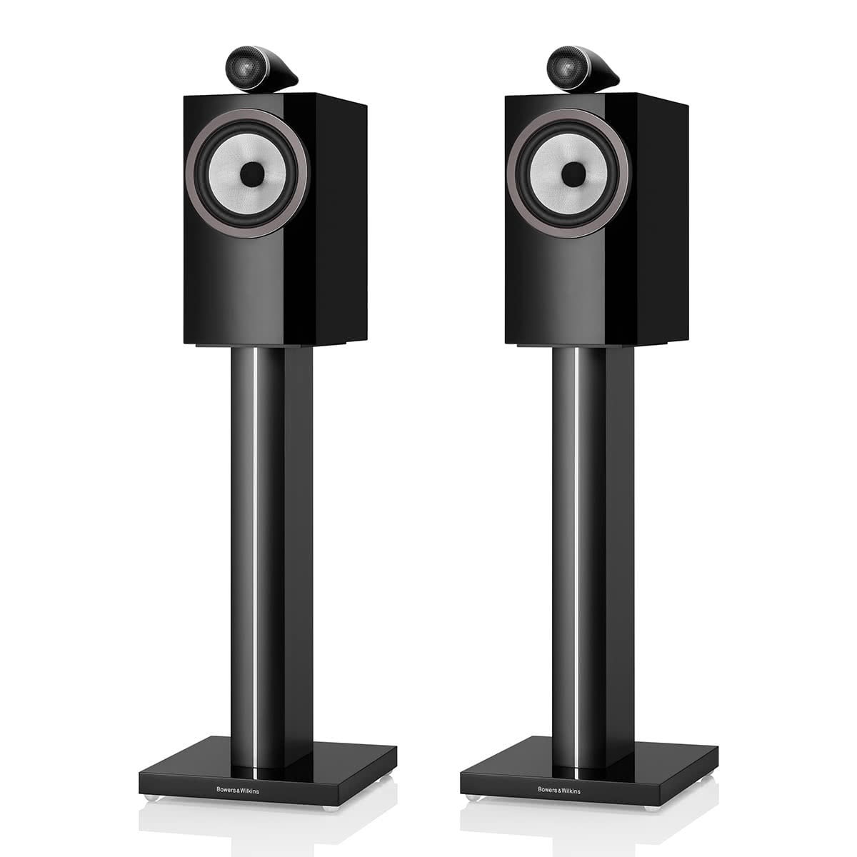Bowers & Wilkins 705 S3 2-Way Bookshelf Speaker (Gloss Black) with FS-700 Floor Stand (Black) - Pair