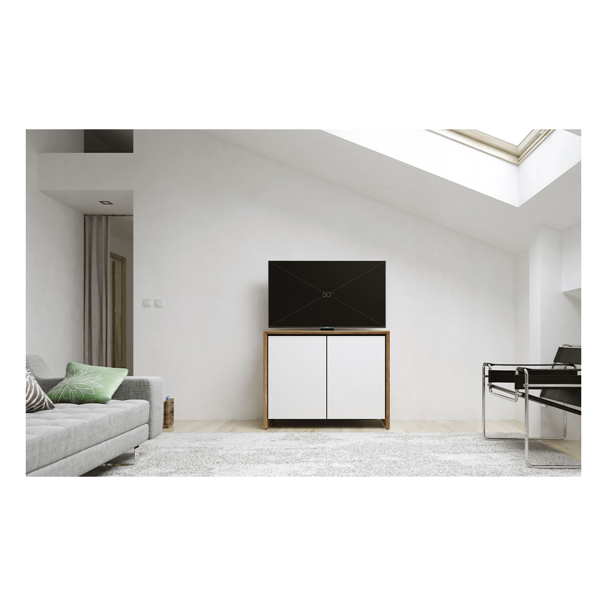Salamander Chameleon Collection Barcelona 323 RM Twin Rack Mount AV Cabinet (Natural Walnut with White Glass Doors)