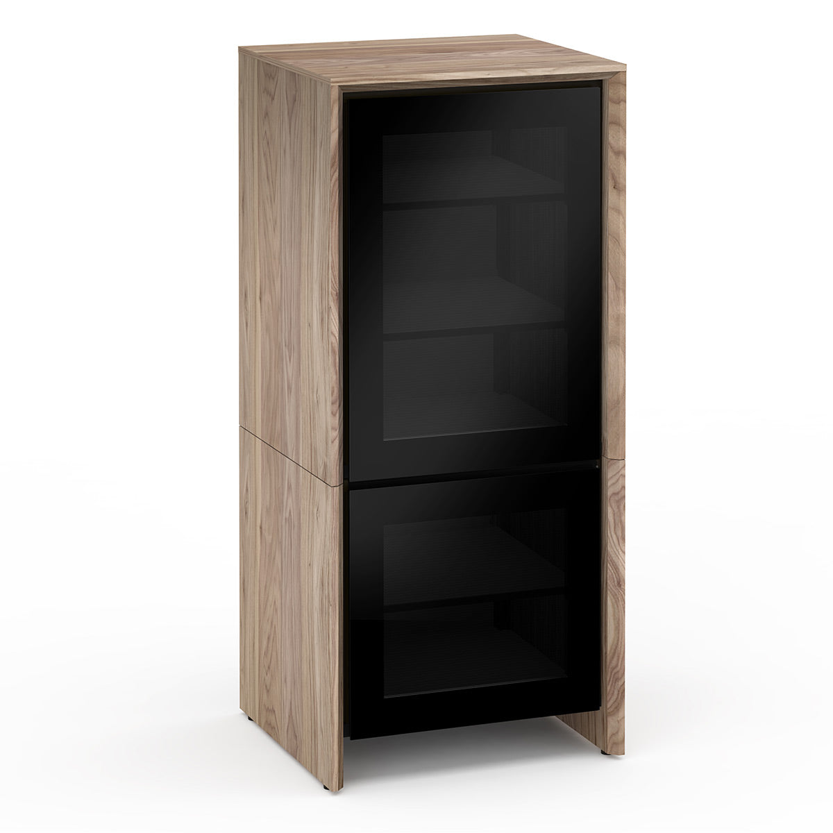Salamander Chameleon Collection Barcelona 517 RM Single Rack Mount AV Cabinet (Natural Walnut with Black Glass Doors)