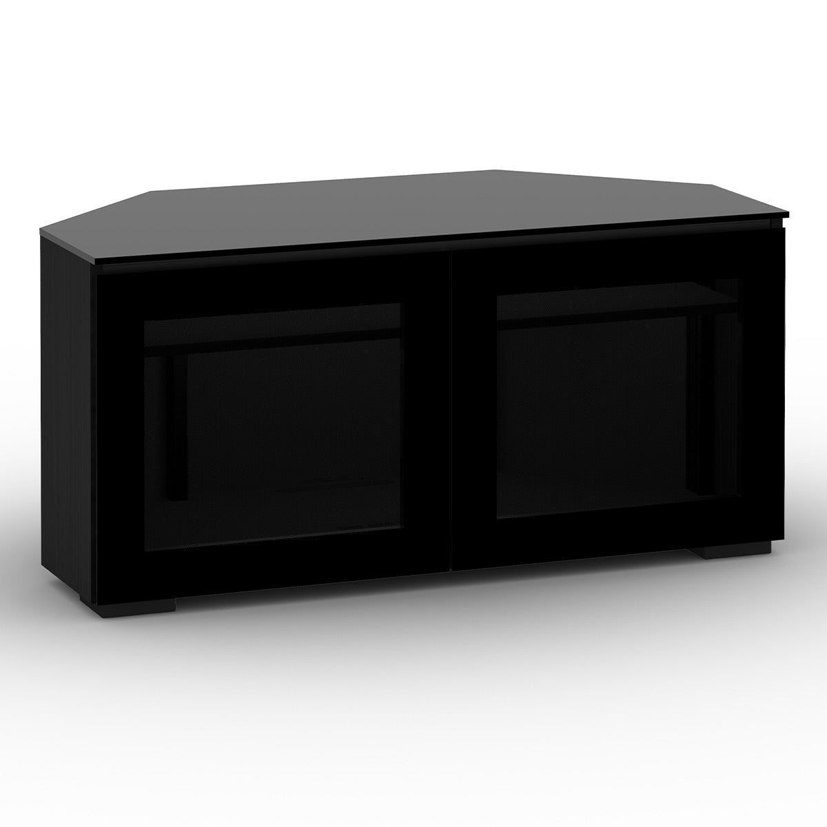 Salamander Chameleon Collection Oslo 221 Twin Corner AV Cabinet (Black Oak with Smoked Glass Doors & Black Glass Top)