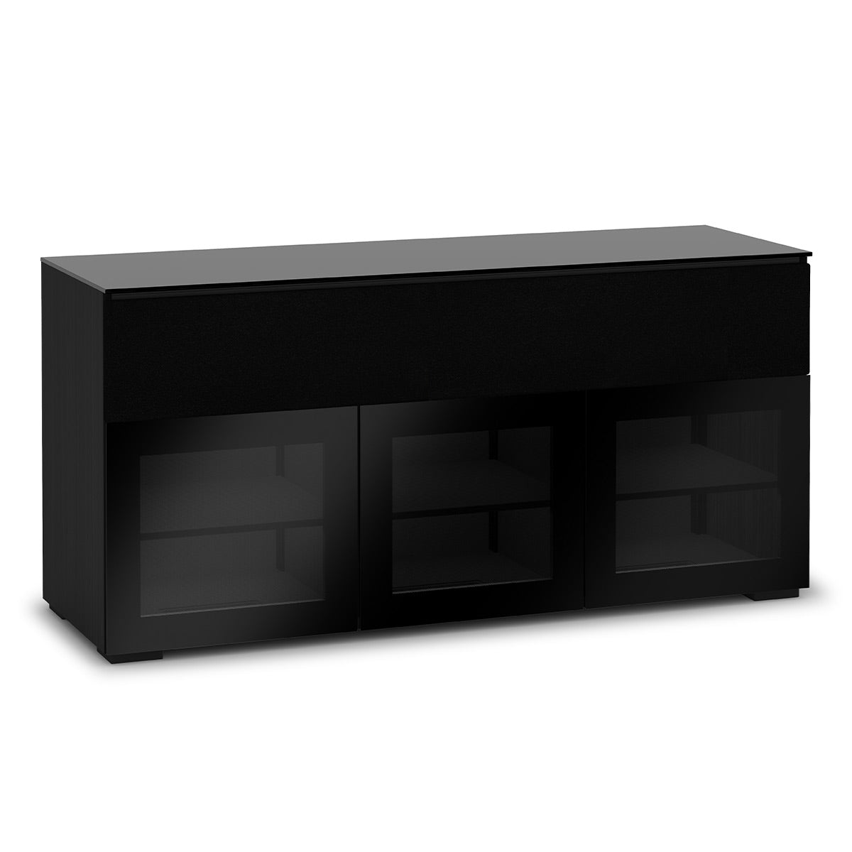 Salamander Chameleon Collection Oslo 339 Triple Speaker Integrated Cabinet (Black Oak with Smoked Glass Doors & Black Glass Top)