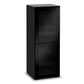 Salamander Chameleon Collection Oslo 617 Single AV Cabinet (Black Oak with Smoked Glass Doors & Black Glass Top)