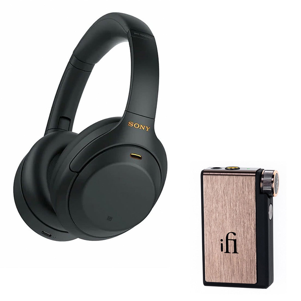 Sony WH-1000XM4 Wireless Noise Cancelling Over-Ear Headphones with iFi Audio Go blu Portable Bluetooth DAC/Headphone Amp