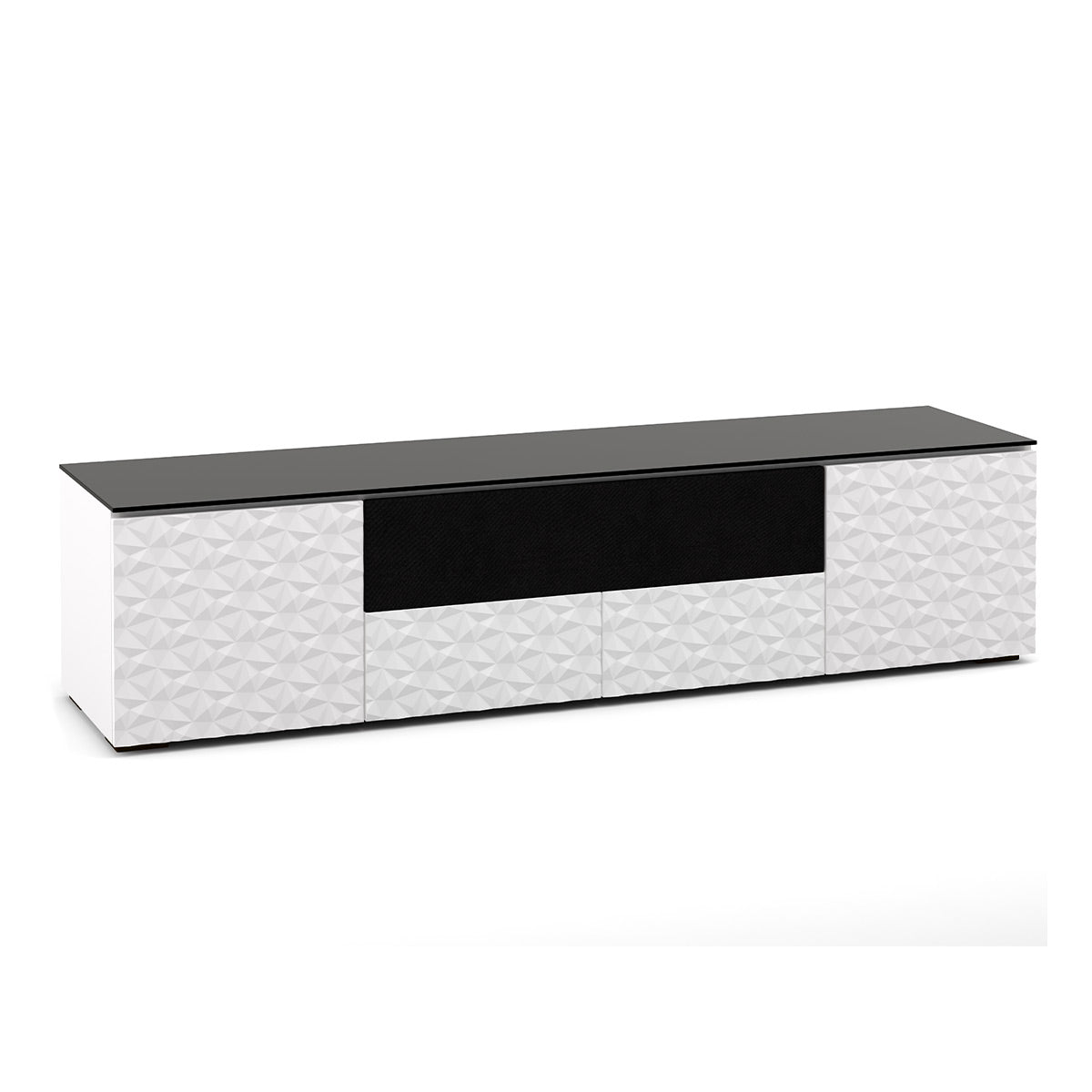 Salamander Chameleon Collection Milan 245 Quad Speaker Integrated Cabinet (Geometric White with Black Glass Top)