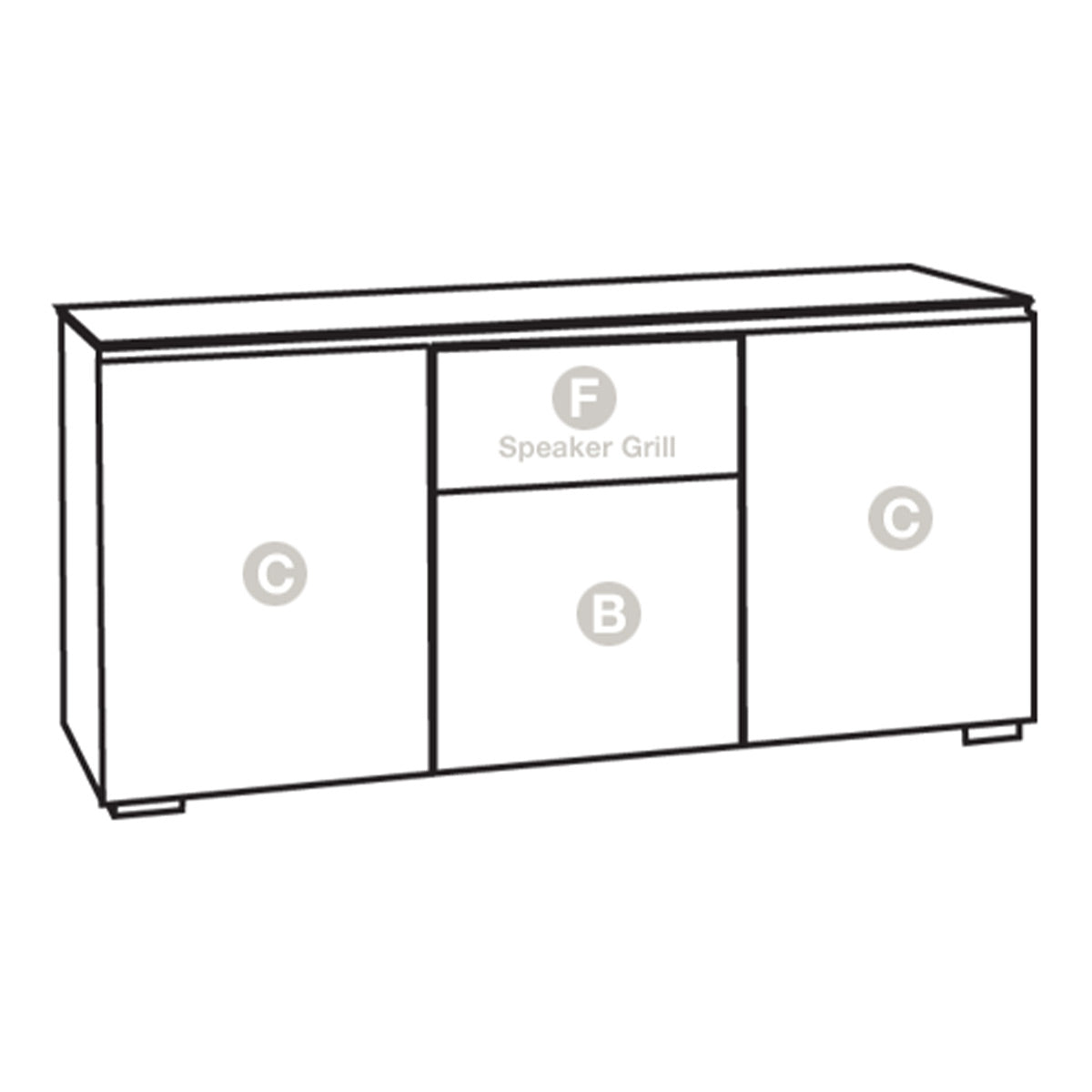 Salamander Chameleon Collection Milan 336 Triple Speaker Integrated Cabinet (Geometric White with Black Glass Top)