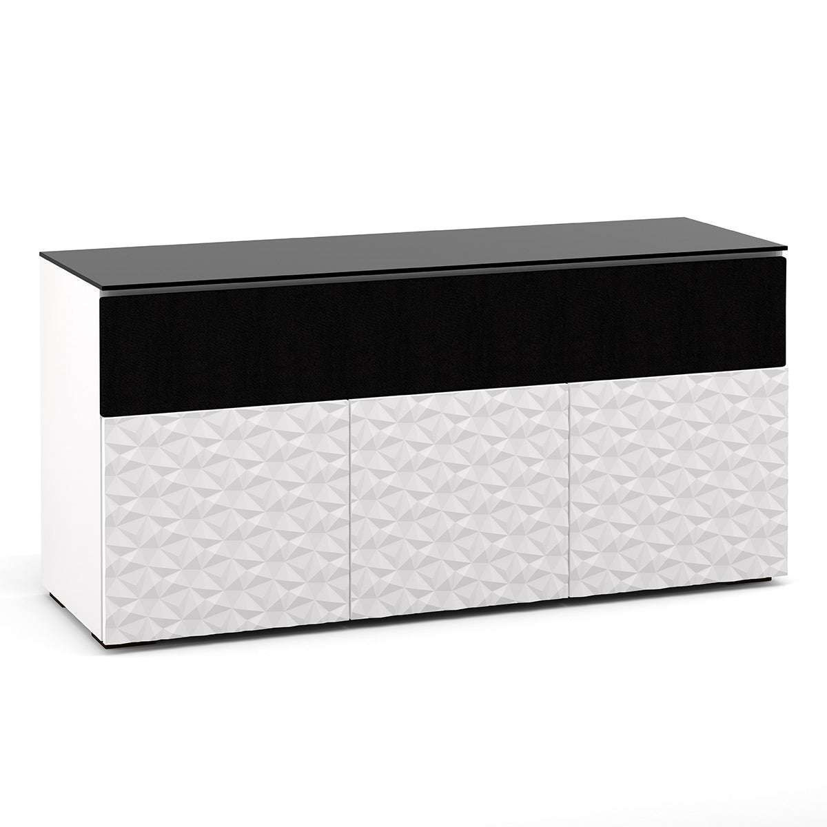 Salamander Chameleon Collection Milan 339 Triple Speaker Integrated Cabinet (Geometric White with Black Glass Top)