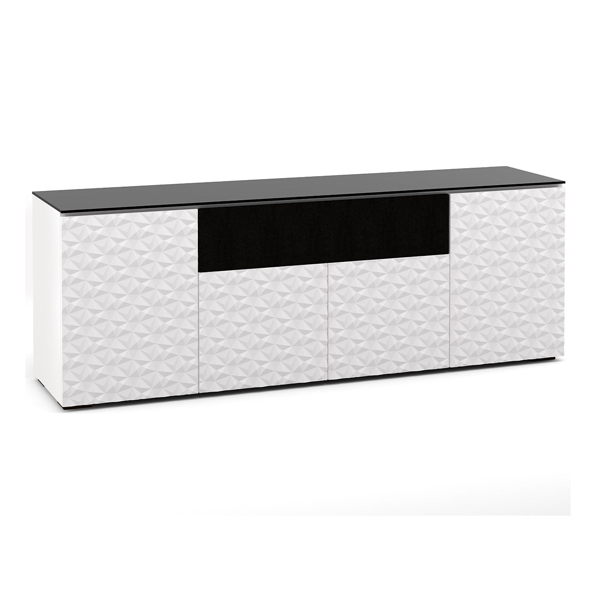 Salamander Chameleon Collection Milan 345 Quad Speaker Integrated Cabinet (Geometric White with Black Glass Top)