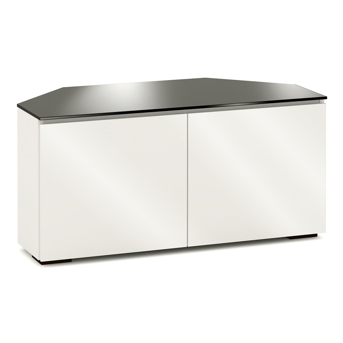 Salamander Chameleon Collection Miami 221 Twin Corner AV Cabinet (High Gloss White with Black Glass Top)