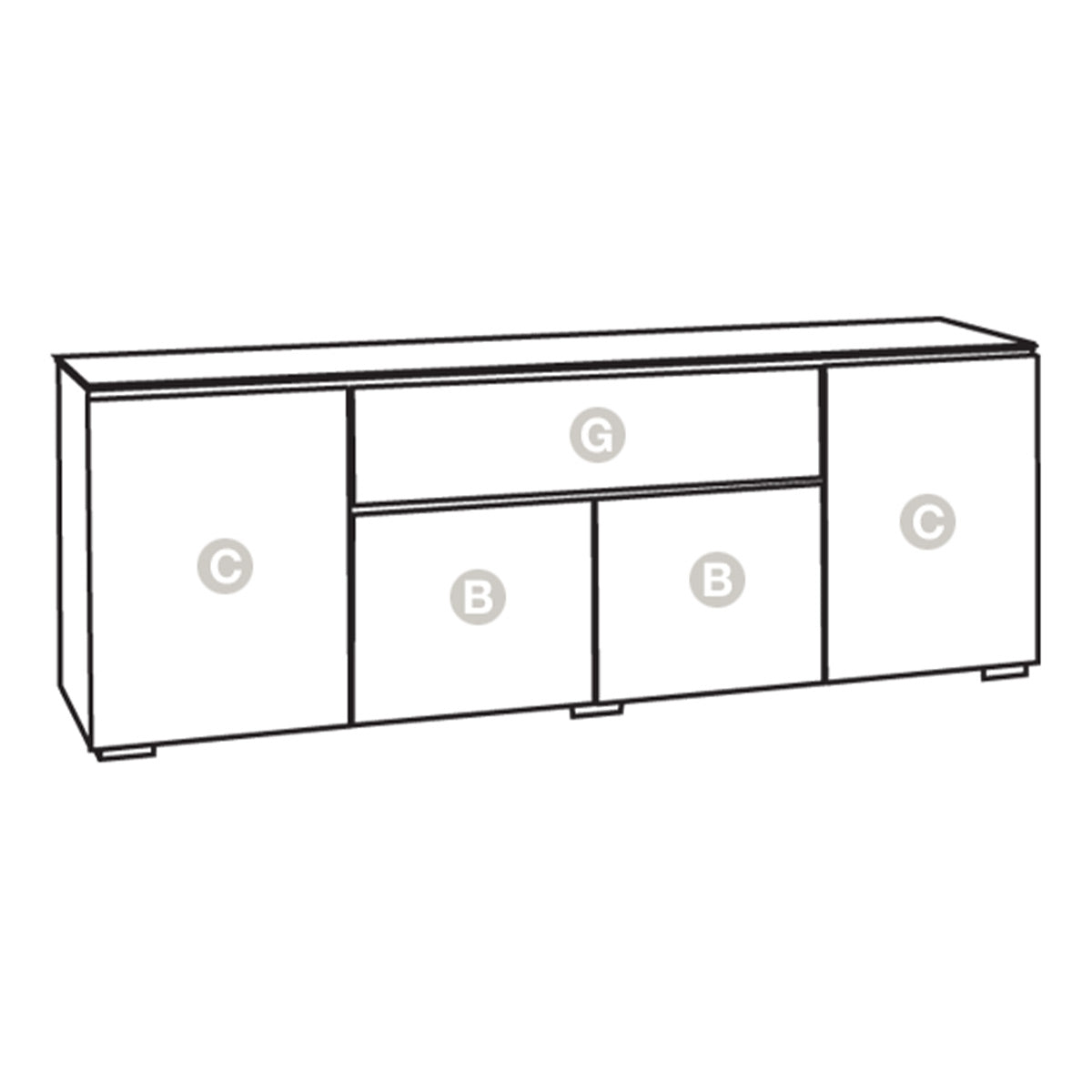 Salamander Chameleon Collection Miami 345 Quad Speaker Integrated Cabinet (High Gloss White with Black Glass Top)