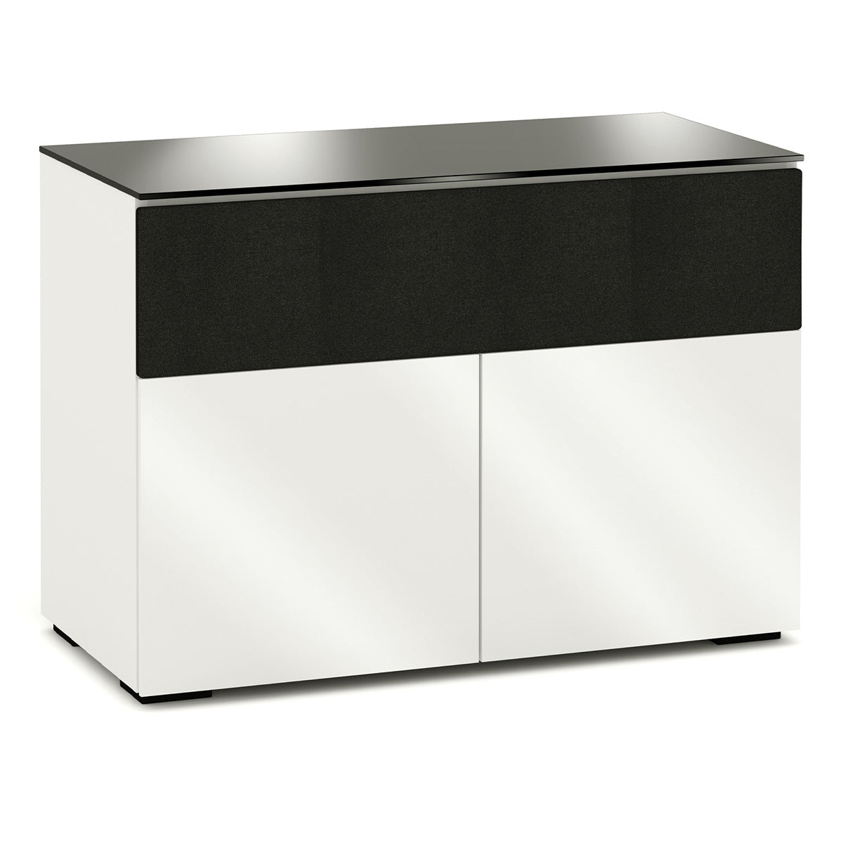 Salamander Chameleon Collection Miami 329 Twin Speaker Integrated Cabinet (High Gloss White with Black Glass Top)