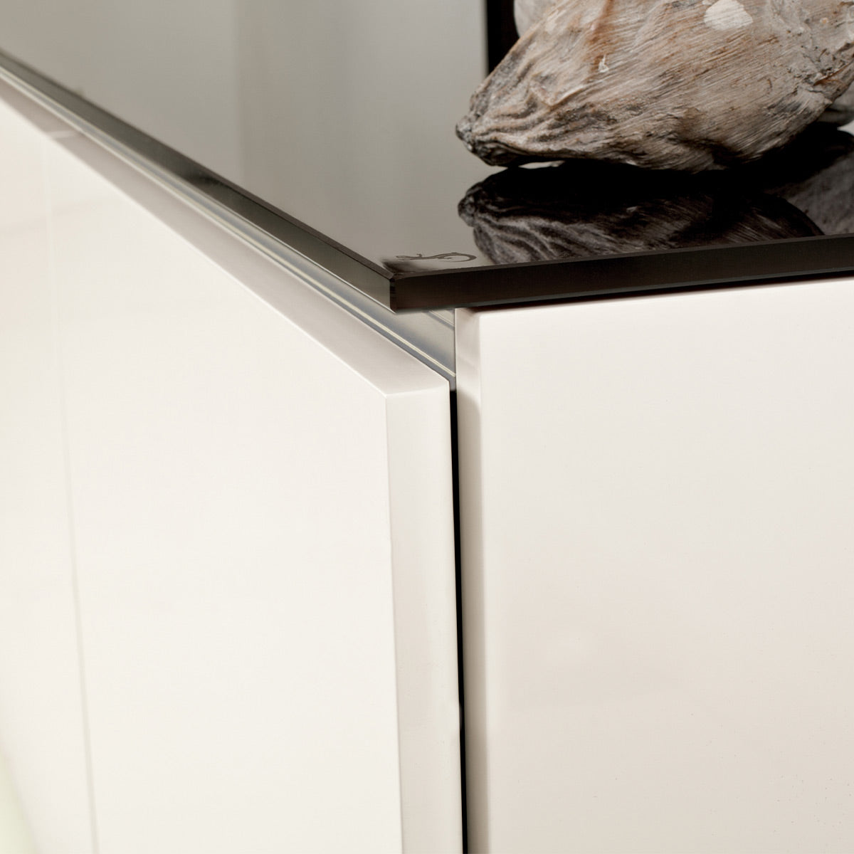 Salamander Chameleon Collection Miami 329 Twin Speaker Integrated Cabinet (High Gloss White with Black Glass Top)