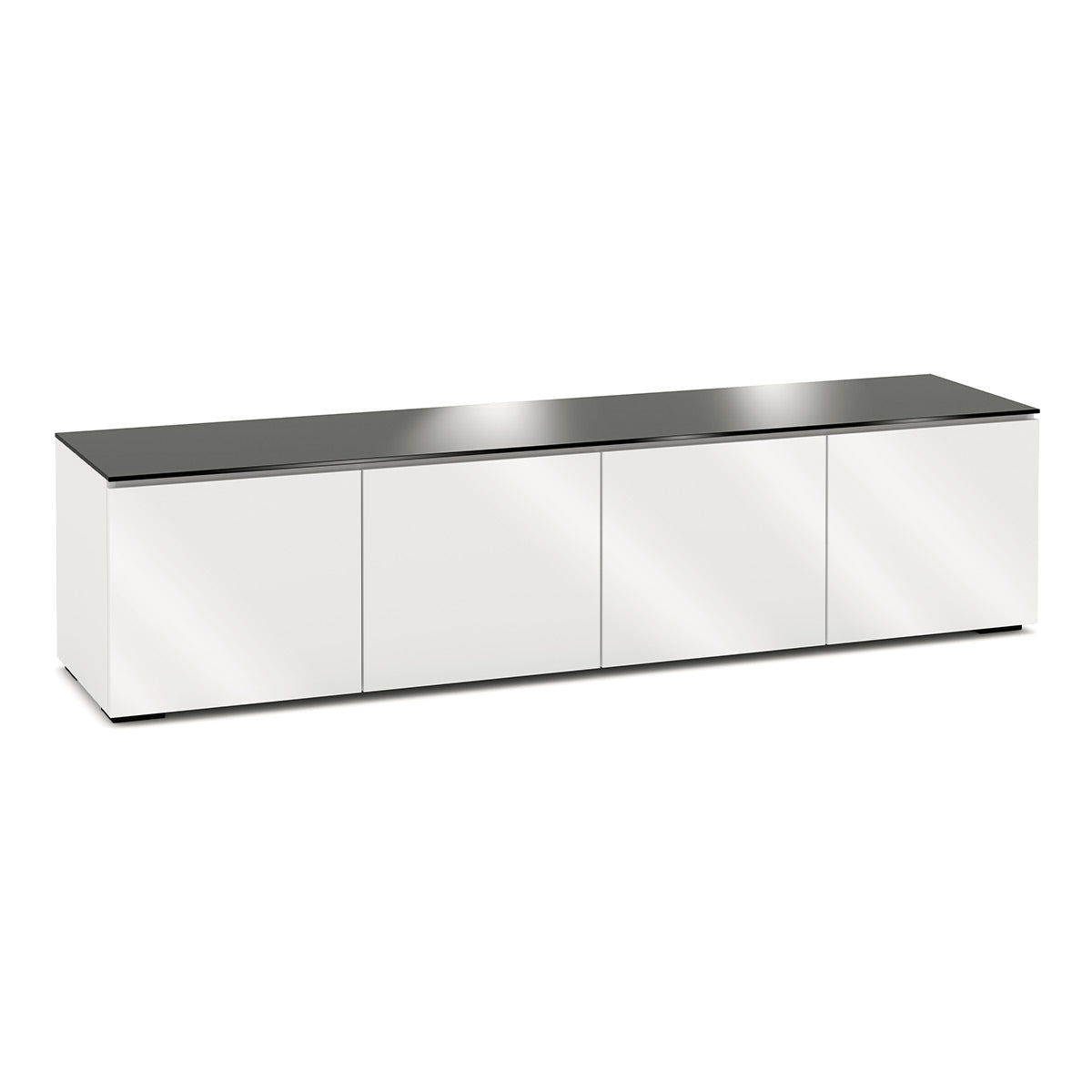 Salamander Chameleon Collection Miami 247 Quad AV Cabinet (High Gloss White with Black Glass Top)