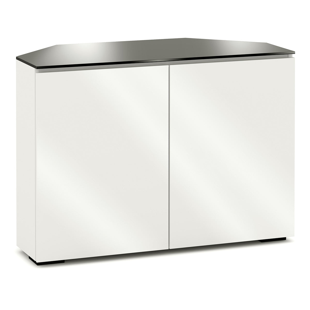 Salamander Chameleon Collection Miami 323 Twin Corner AV Cabinet (High Gloss White with Black Glass Top)
