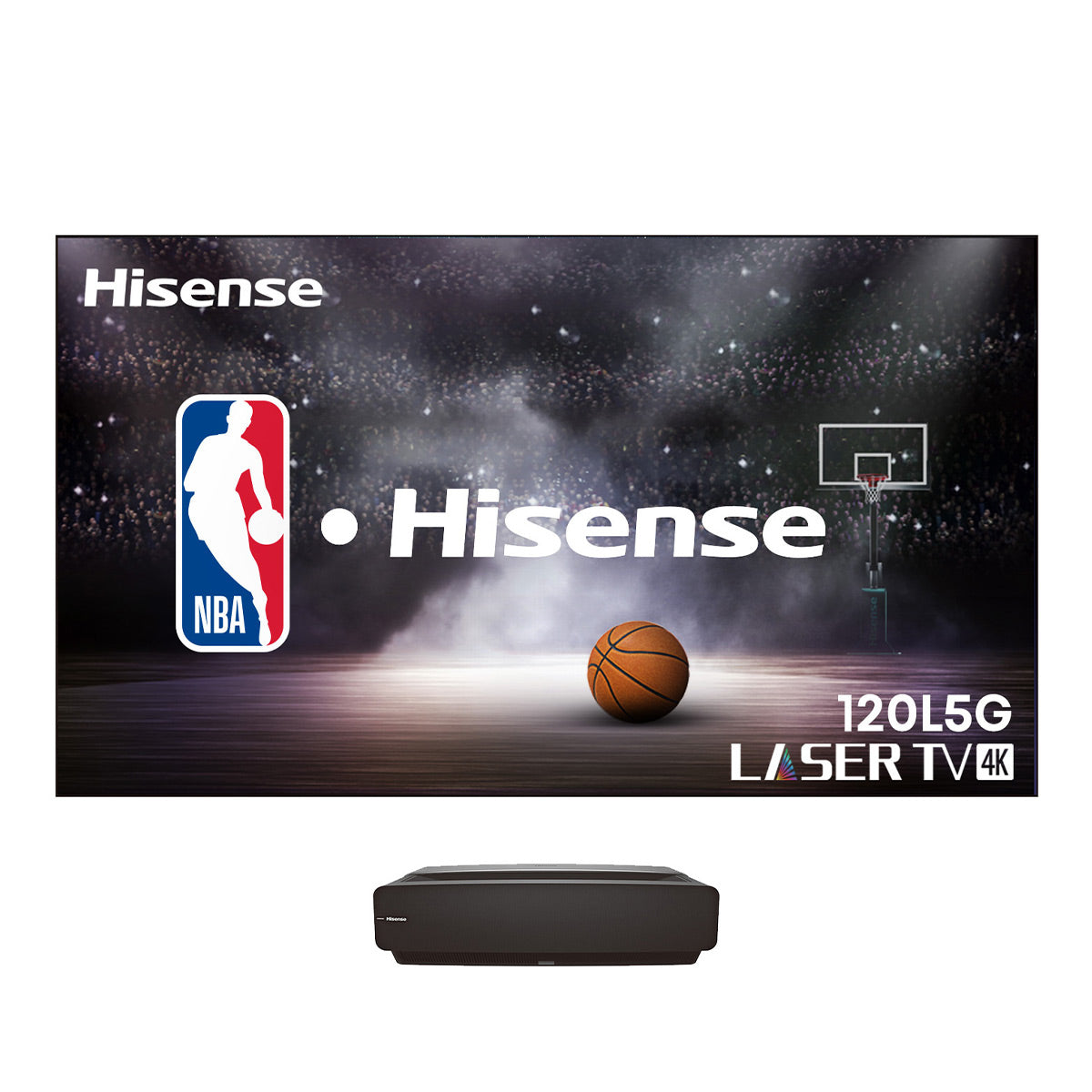 Hisense L5G 4K UHD Ultra-Short Throw Laser TV Projector with 120" High Gain Ambient Light Rejecting Screen Compatible with Dolby Atmos, Google Assistant, Alexa, & Chromecast Built-in