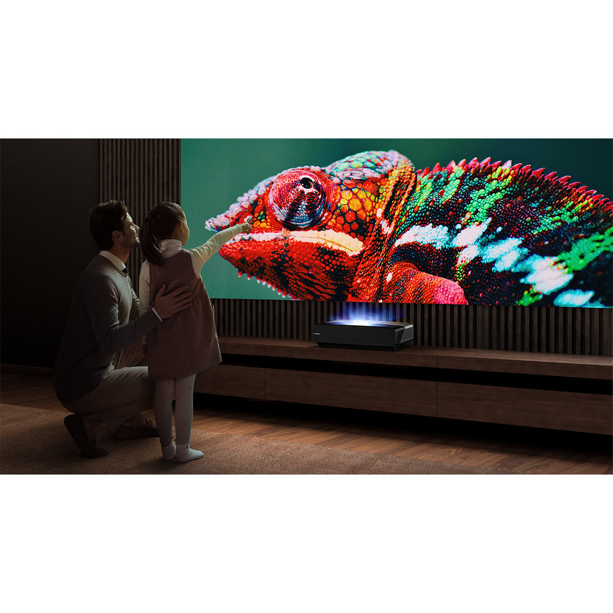 Hisense L5G 4K UHD Ultra-Short Throw Laser TV Projector with 120" High Gain Ambient Light Rejecting Screen Compatible with Dolby Atmos, Google Assistant, Alexa, & Chromecast Built-in
