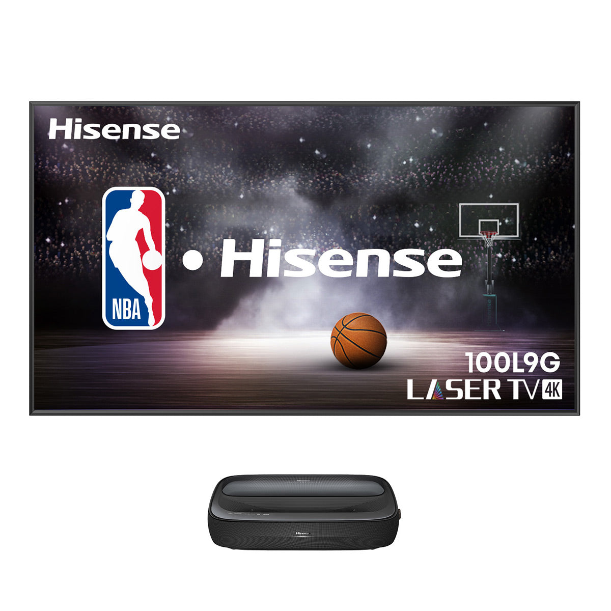 Hisense L9G Ultra Short Throw TriChroma Triple-Laser TV Projector and 100" Ambient Light Rejecting Screen