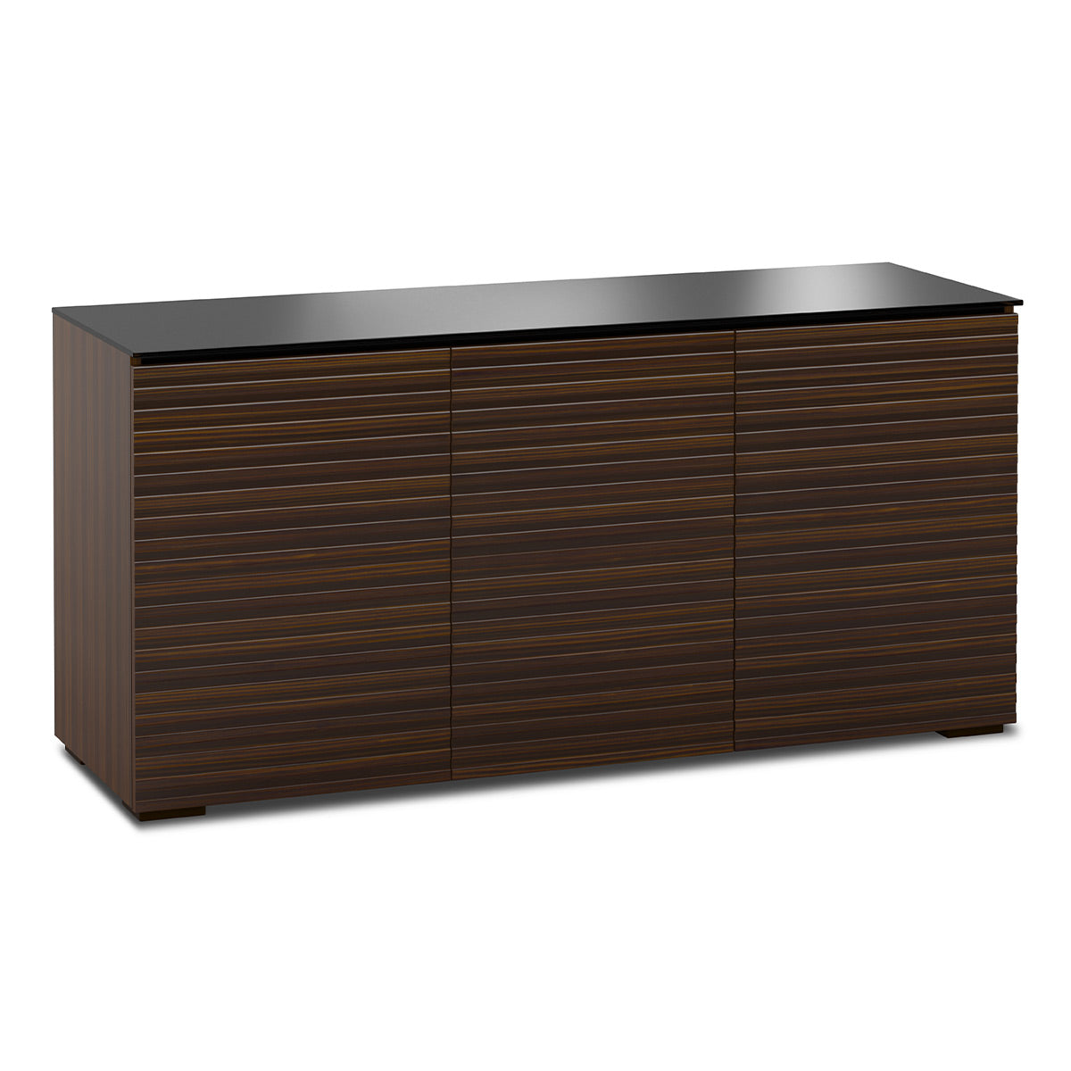 Salamander Chameleon Collection Zurich 337 Triple AV Cabinet (Horizontal Wood Pattern with Black Glass Top)