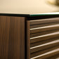 Salamander Chameleon Collection Zurich 329 Twin Speaker Integrated Cabinet (Horizontal Wood Pattern with Black Glass Top)