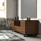 Salamander Chameleon Collection Zurich 245 Quad Speaker Integrated Cabinet (Horizontal Wood Pattern with Black Glass Top)