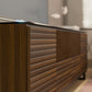 Salamander Chameleon Collection Zurich 245 Quad Speaker Integrated Cabinet (Horizontal Wood Pattern with Black Glass Top)