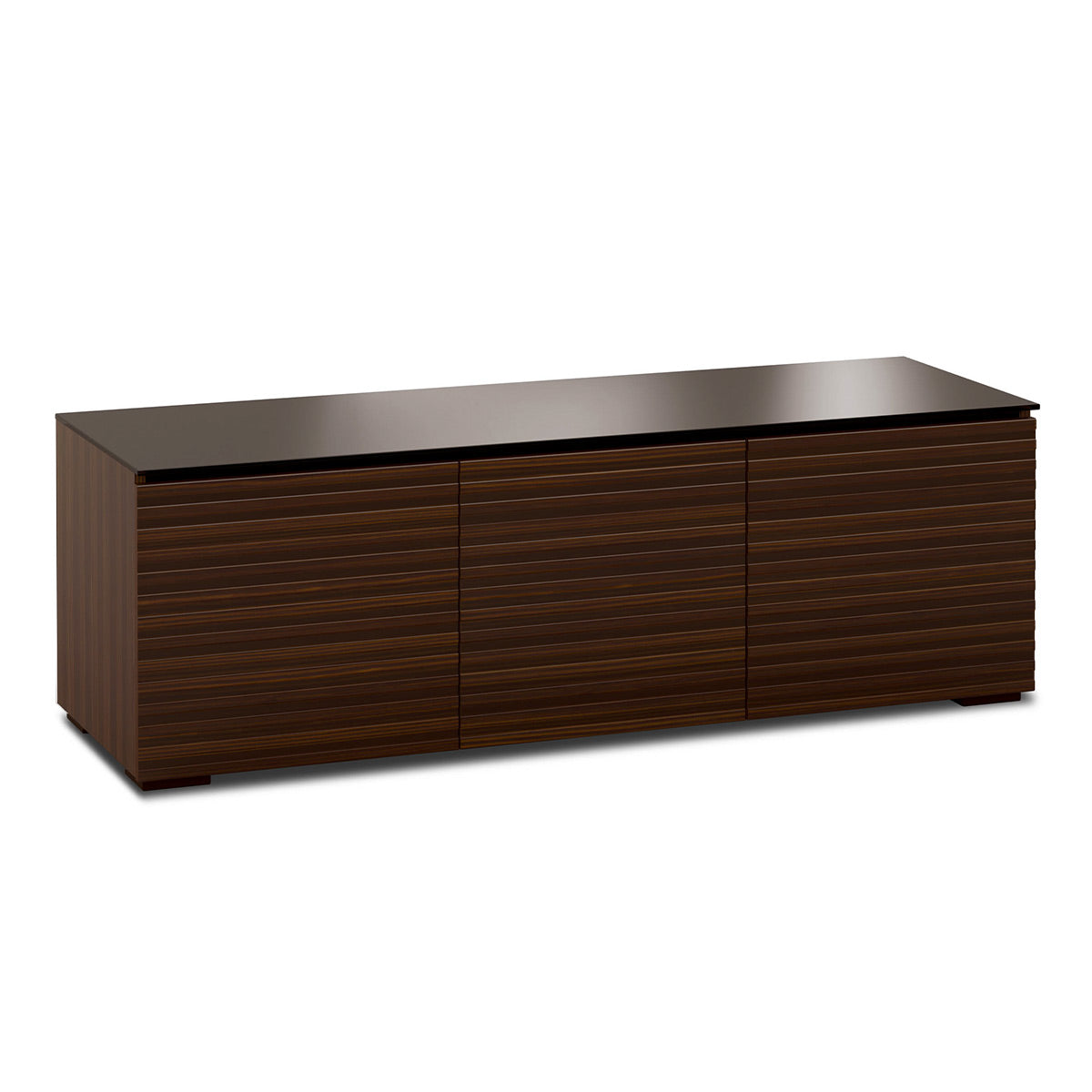 Salamander Chameleon Collection Zurich 237 Triple AV Cabinet (Horizontal Wood Pattern with Black Glass Top)