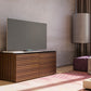 Salamander Chameleon Collection Zurich 221 Twin AV Cabinet (Horizontal Wood Pattern with Black Glass Top)
