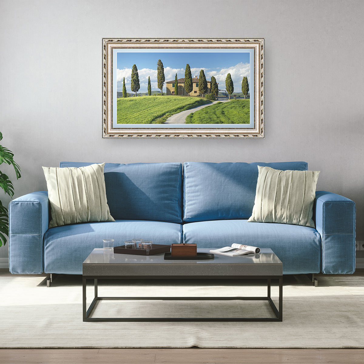 Deco TV Frames 55" Frame For Samsung The Frame TV 2021-2023 (Ornate Silver)
