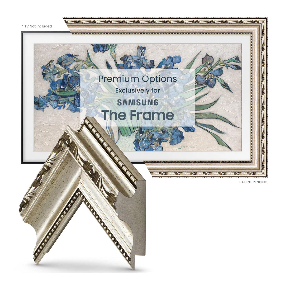 Deco TV Frames 55" Frame For Samsung The Frame TV 2021-2023 (Ornate Silver)