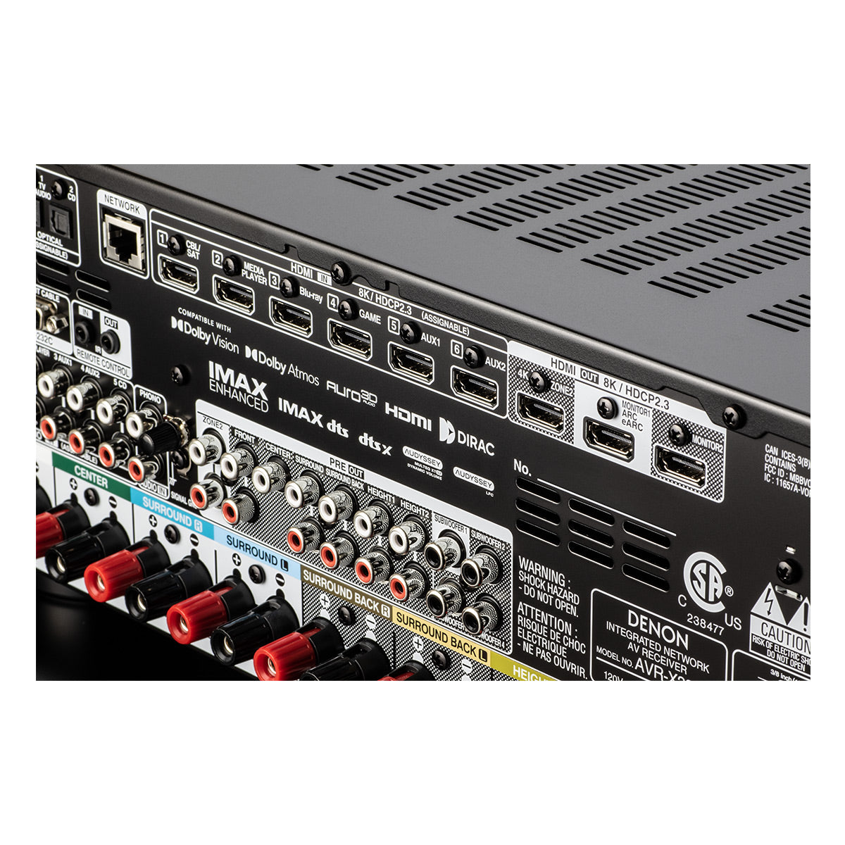 Denon AVR-X3800H 9.4 Channel 8K Home Theater Receiver IMAX Enhanced with Dolby Atmos/DTS:X and HEOS Built-In (Factory Certified Refurbished)