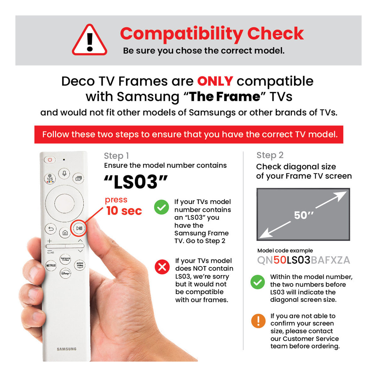 Deco TV Frames 43" Customizable Frame For Samsung The Frame TV 2021-2023 (Tuscan Gloss White)