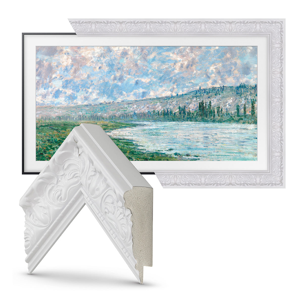 Deco TV Frames 65" Frame For Samsung The Frame TV 2021-2023 (Tuscan Gloss White)