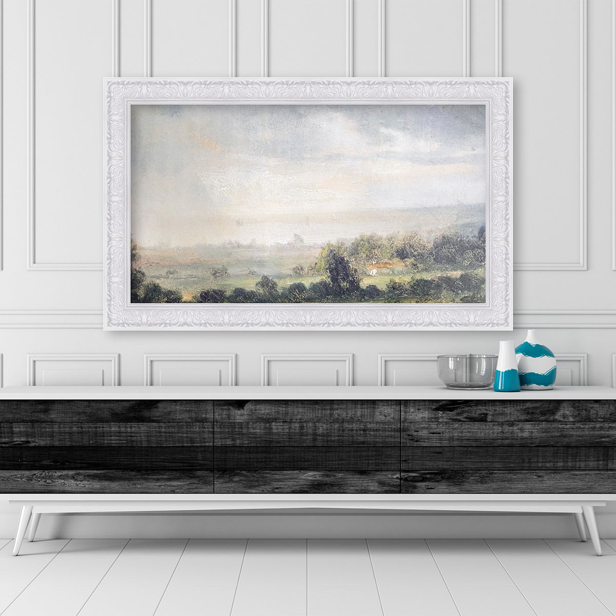 Deco TV Frames 65" Frame For Samsung The Frame TV 2021-2023 (Tuscan Gloss White)