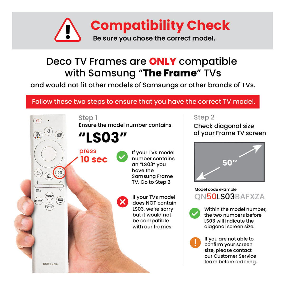 Deco TV Frames 65" Frame For Samsung The Frame TV 2021-2023 (Tuscan Pearl)